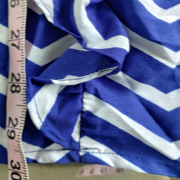 Chevron One Shoulder Ruffle Mini Dress - Picture 9 of 14